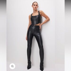 Good American micro boot leather pants